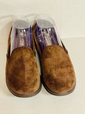 Skechers Go Step Gogo mat step chocolate suede leather slip on loafer shoes sz 8